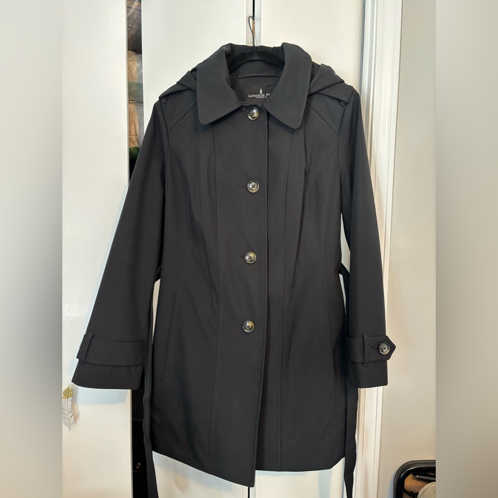 London Fog Black Women's Rain Coat Large - Picture 2 of 7